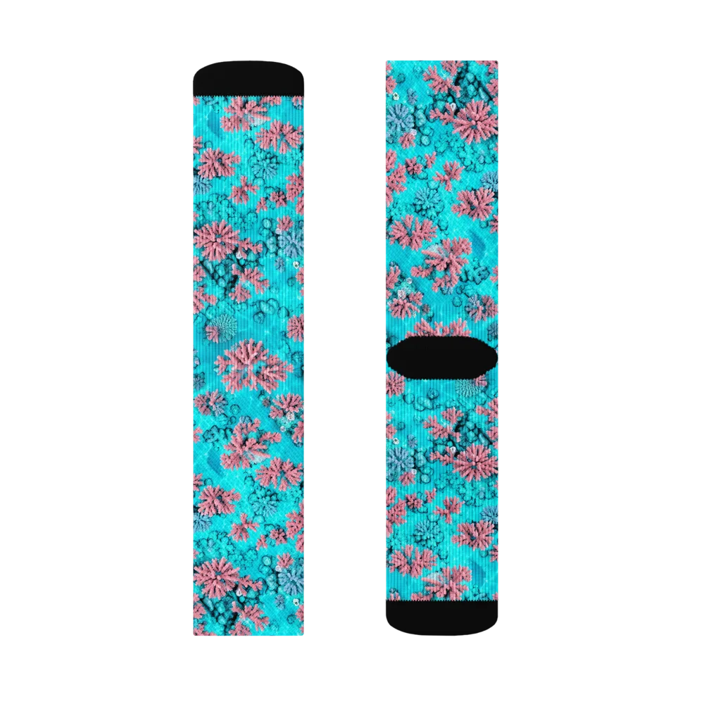 Aqua Bloom on Socks — Left Sock