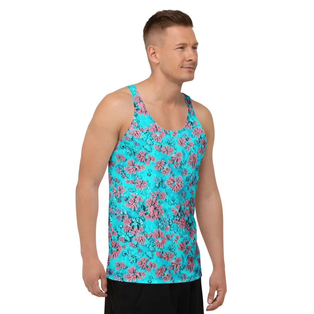 Aqua Bloom on Men's Tank Top — Right Front