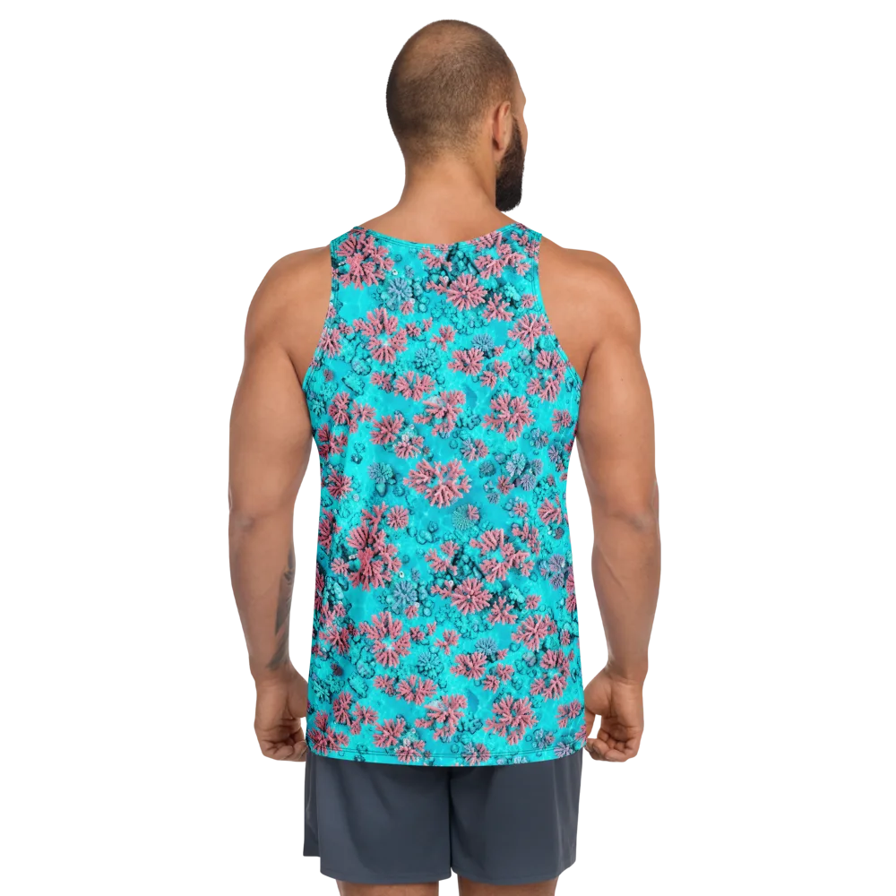 Aqua Bloom on Men's Tank Top — Back