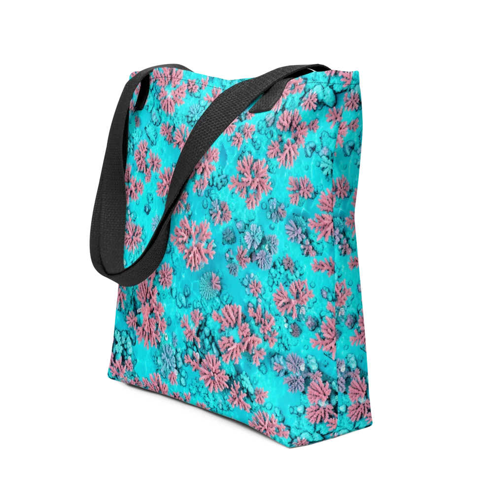Aqua Bloom on Tote Bag — Front
