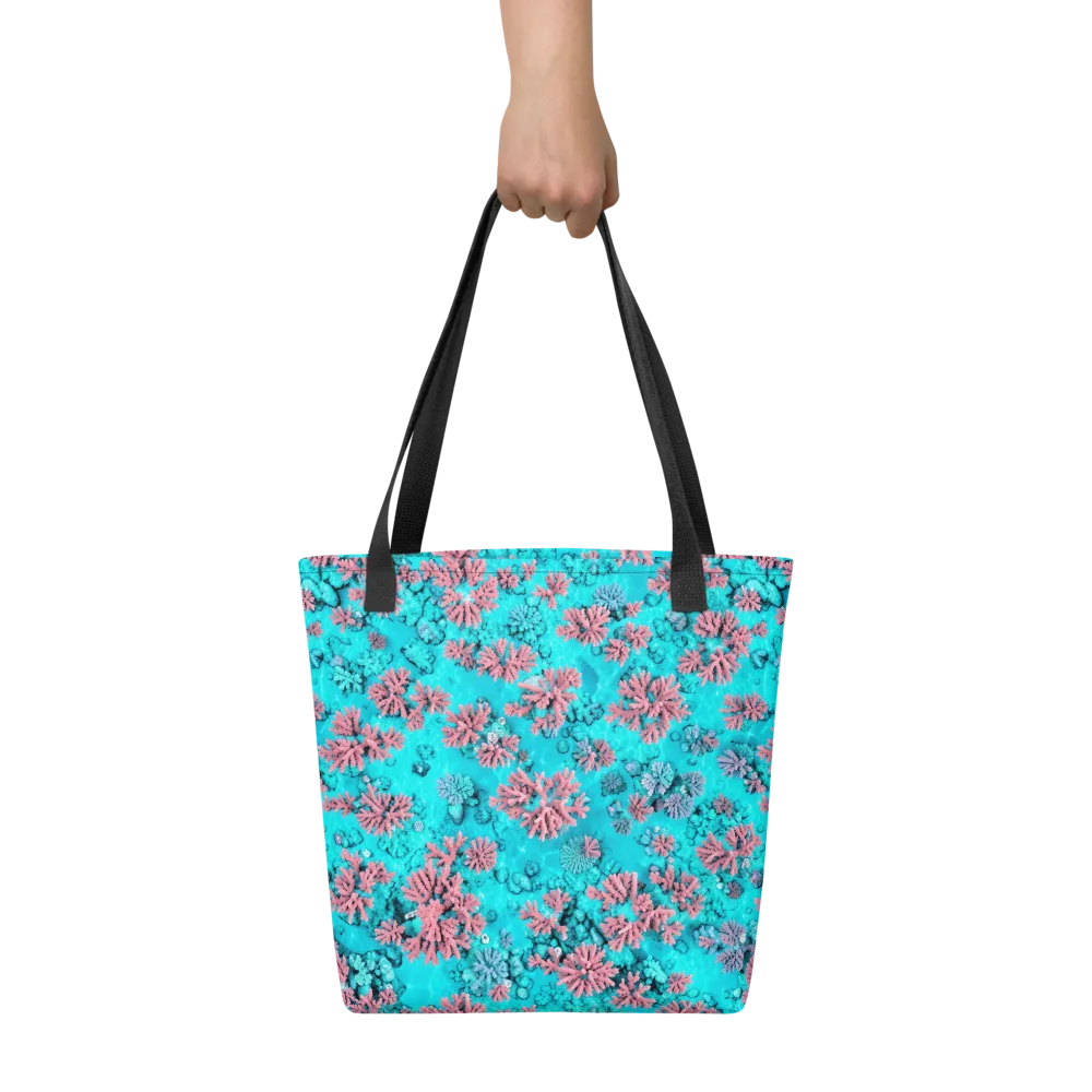 Aqua Bloom on Tote Bag — Front