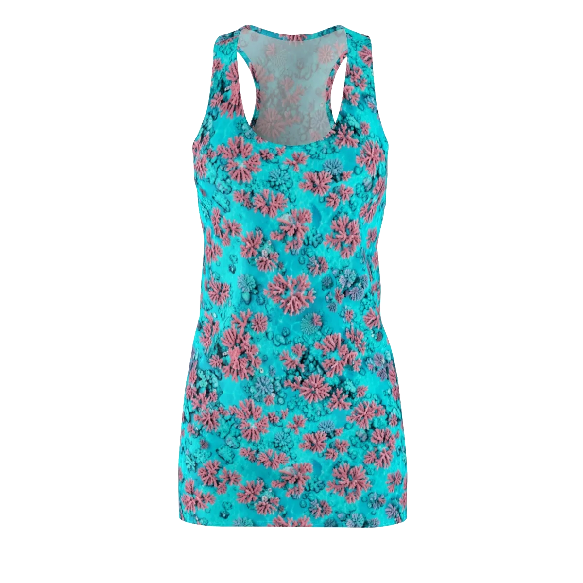Aqua Bloom on Racerback Dress — Front