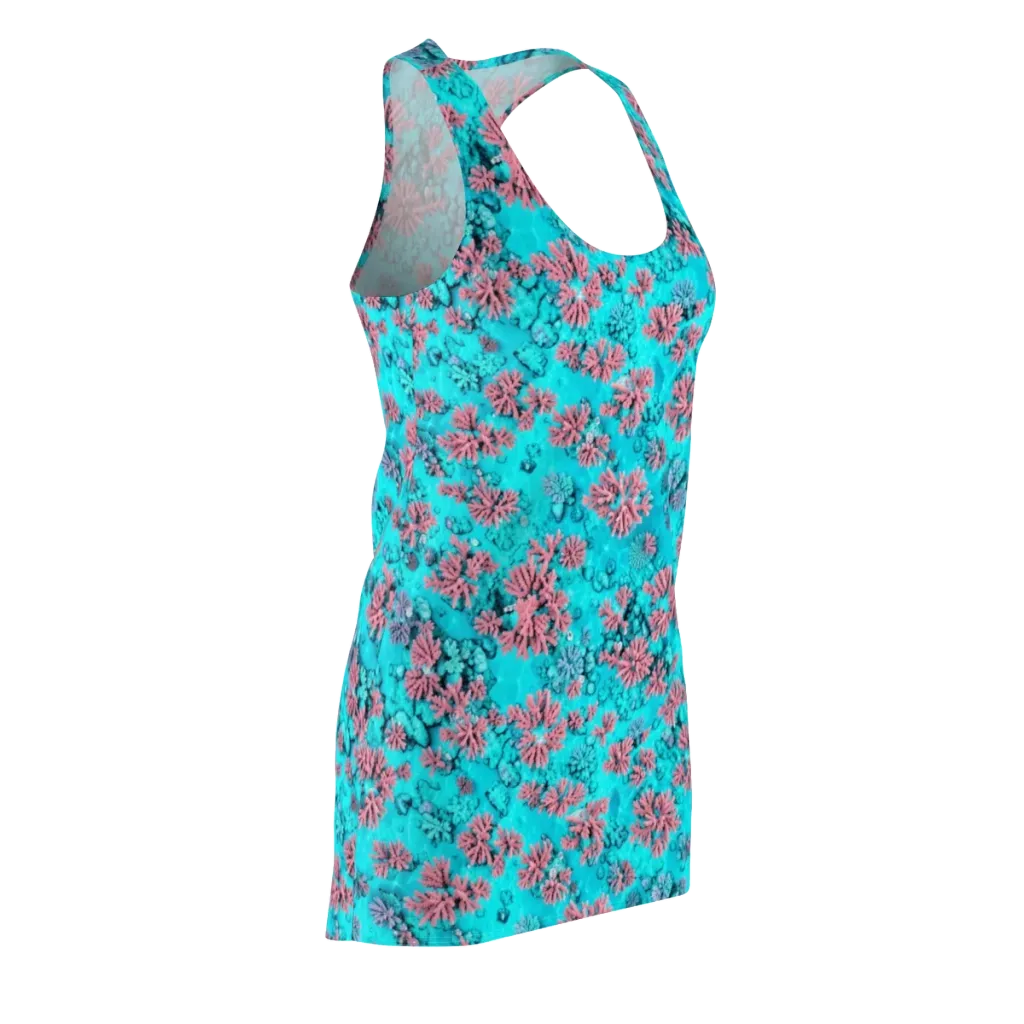 Aqua Bloom on Racerback Dress — Front Side
