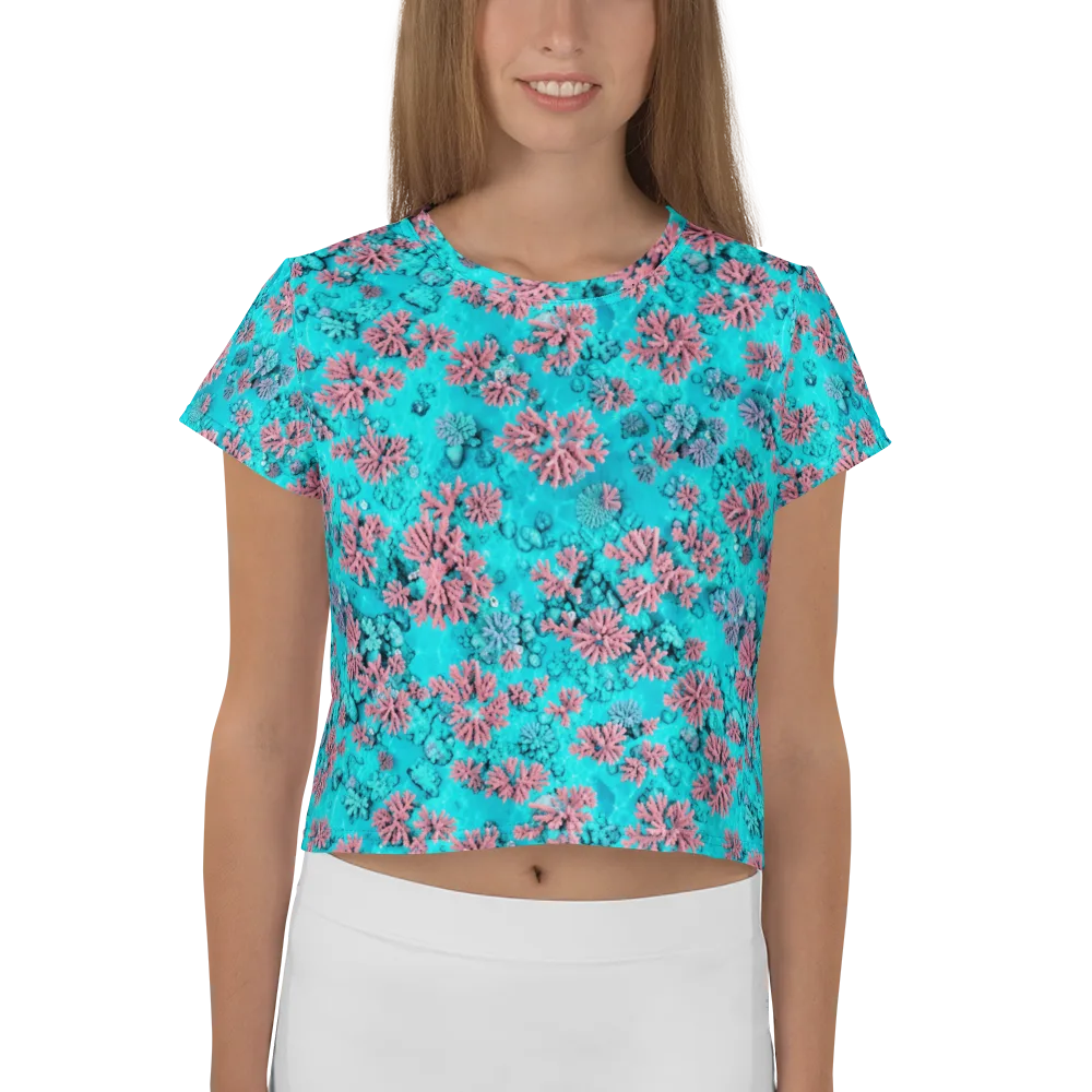 Aqua Bloom on Crop Tee — Front