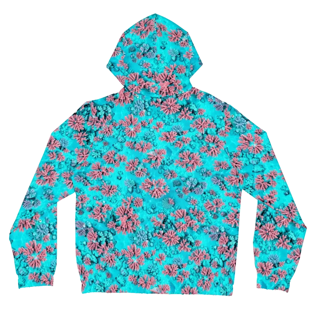Aqua Bloom on Women's Full-Zip Hoodie — Back