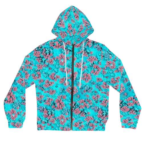 Aqua Bloom on a Women's Full-Zip Hoodie