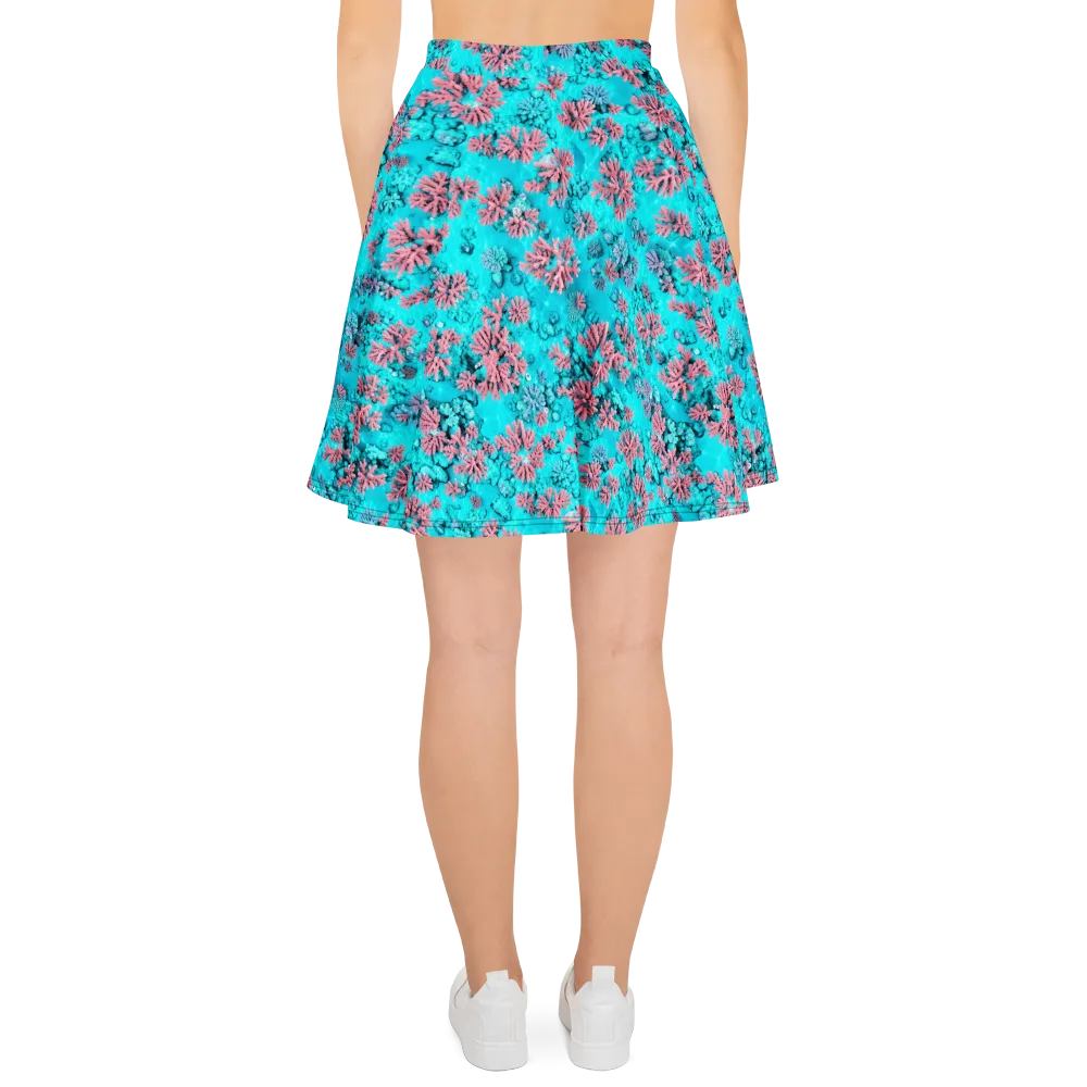 Aqua Bloom on Skater Skirt — Back