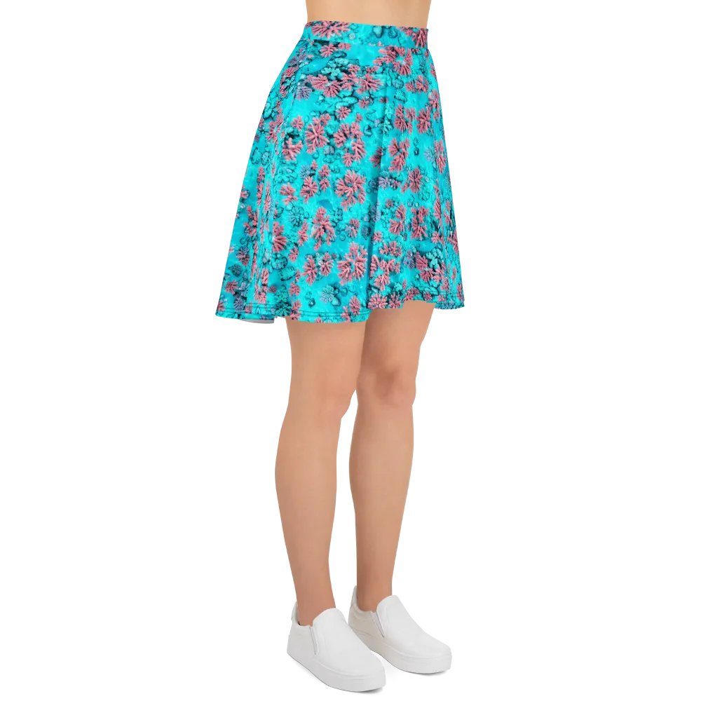Aqua Bloom on Skater Skirt — Right