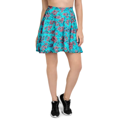 Aqua Bloom on a Skater Skirt