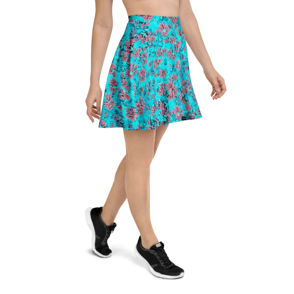 Aqua Bloom on Skater Skirt — Right