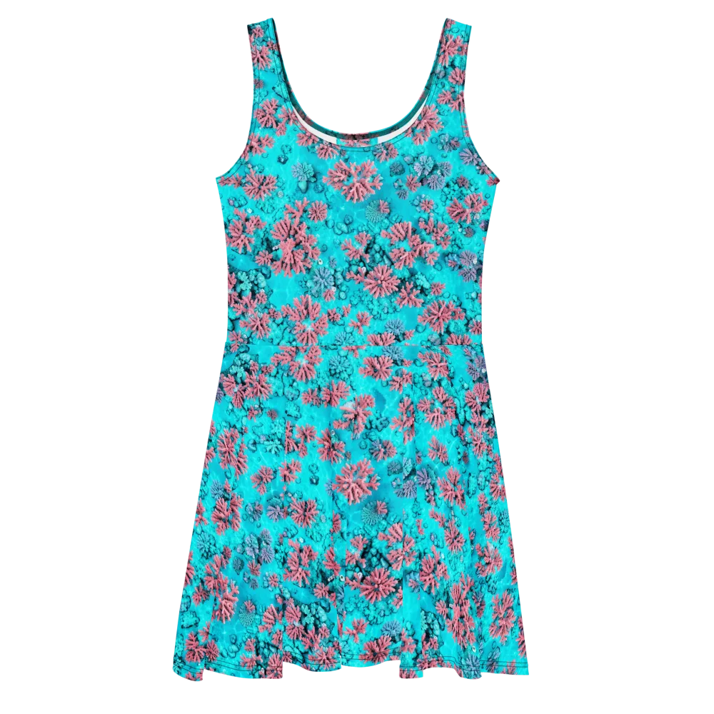 Aqua Bloom on Skater Dress — Front