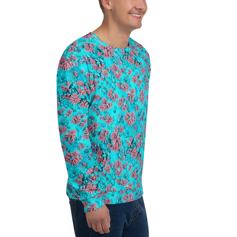 Aqua Bloom on Sweatshirt — Right Front