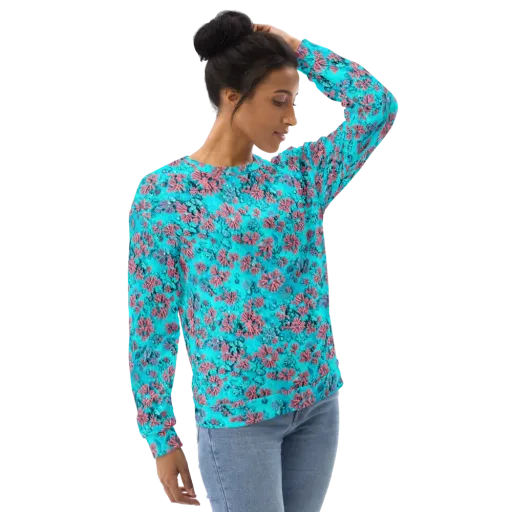 Aqua Bloom on a Sweatshirt