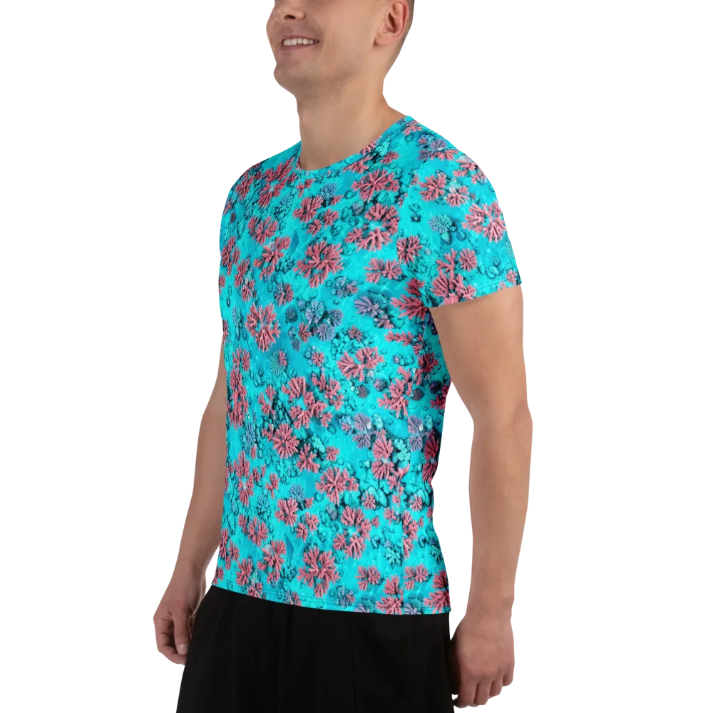 Aqua Bloom on Men's Athletic T-Shirt — Left