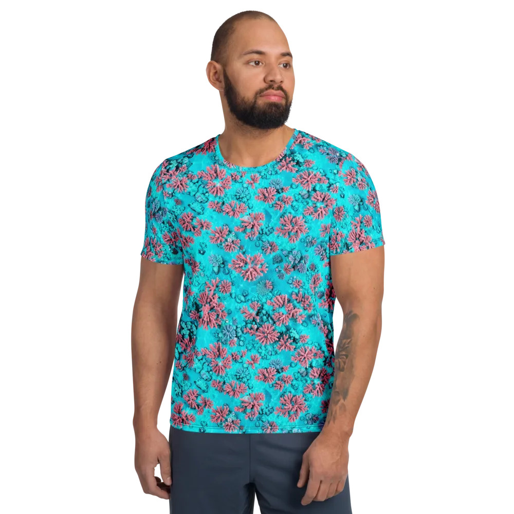 Aqua Bloom on Men's Athletic T-Shirt — Front