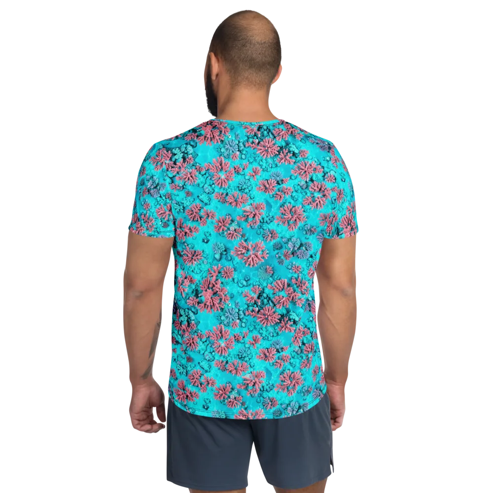 Aqua Bloom on Men's Athletic T-Shirt — Back