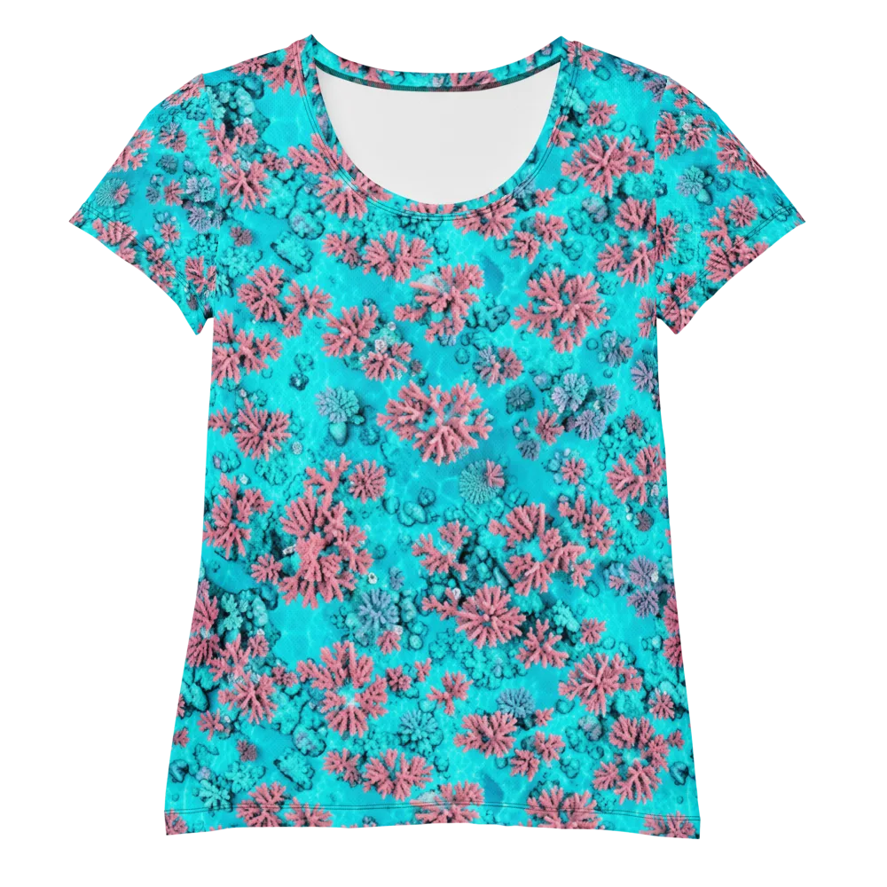 Aqua Bloom on Women's Athletic T-Shirt — Front