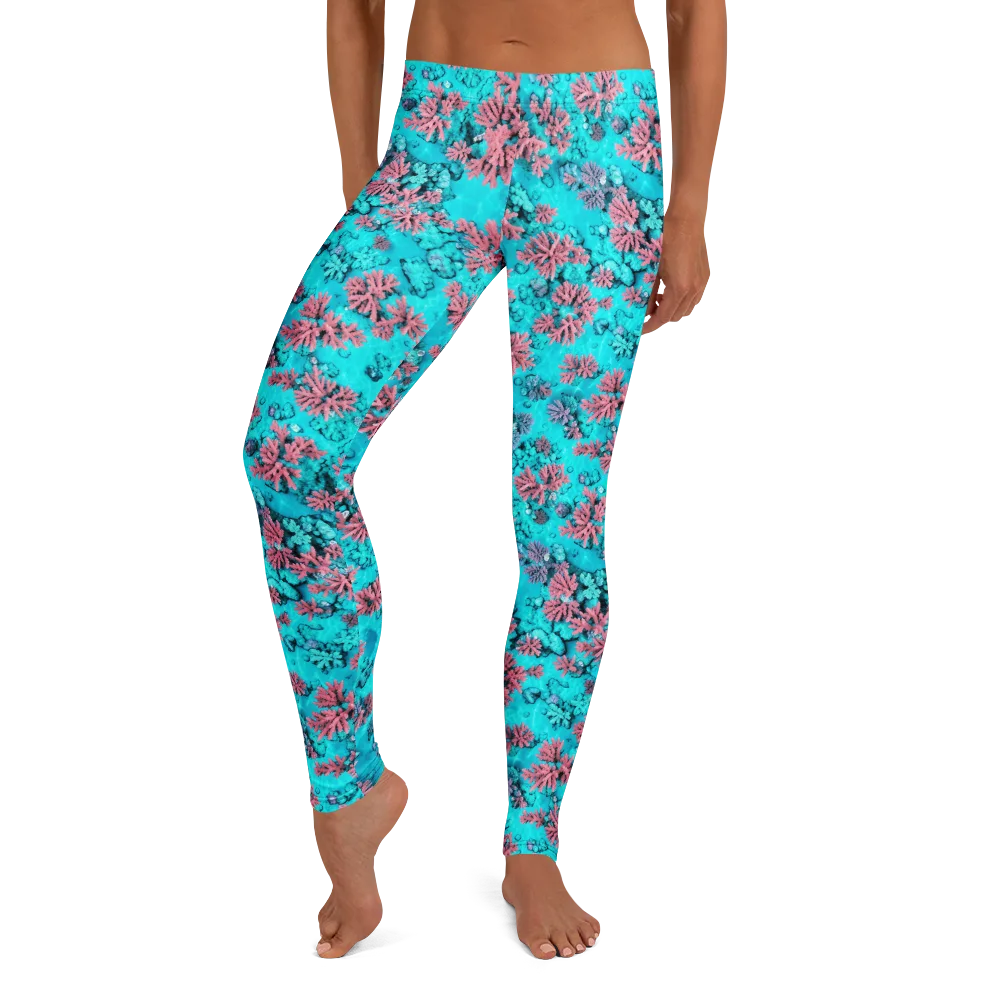 Aqua Bloom on Leggings — Front