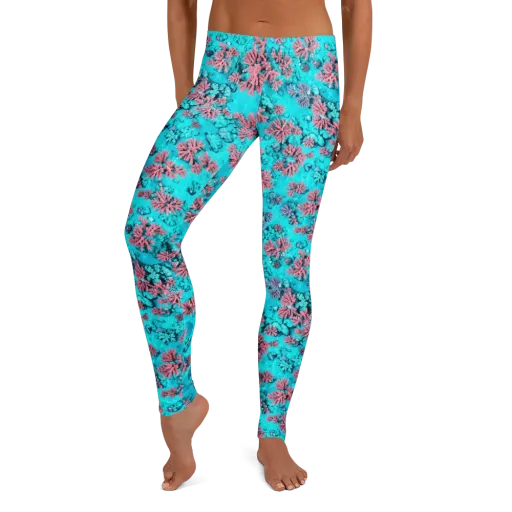 Aqua Bloom on a Leggings