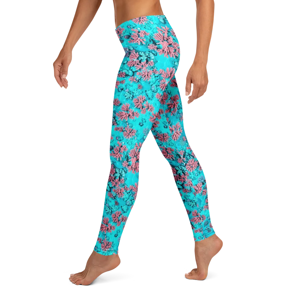 Aqua Bloom on Leggings — Left