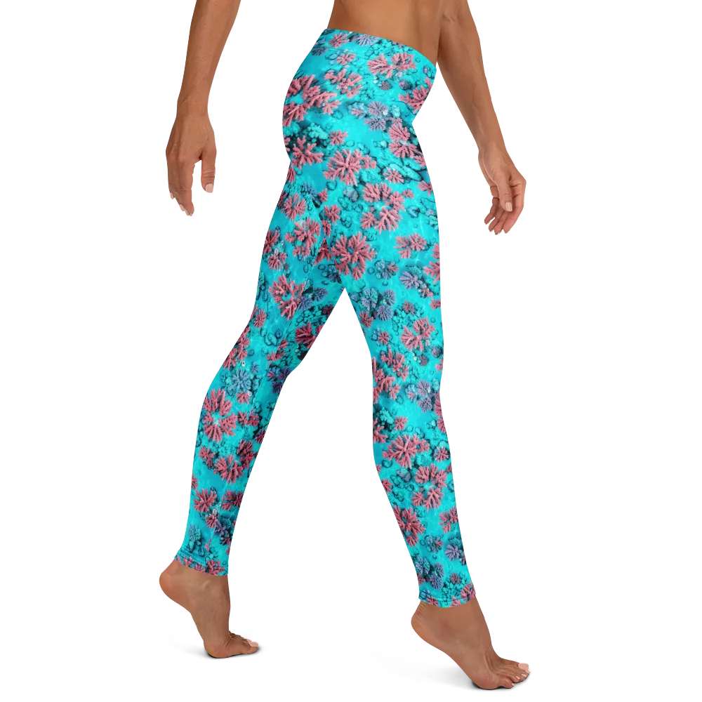 Aqua Bloom on Leggings — Right