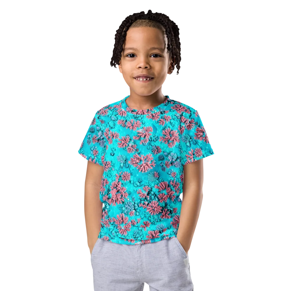 Aqua Bloom on Kids Crew Neck T-Shirt — Front