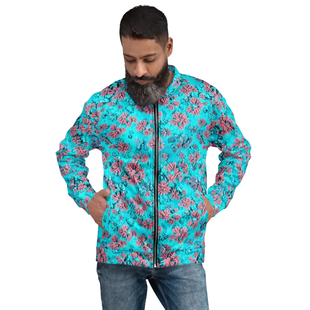 Aqua Bloom on Bomber Jacket — Front