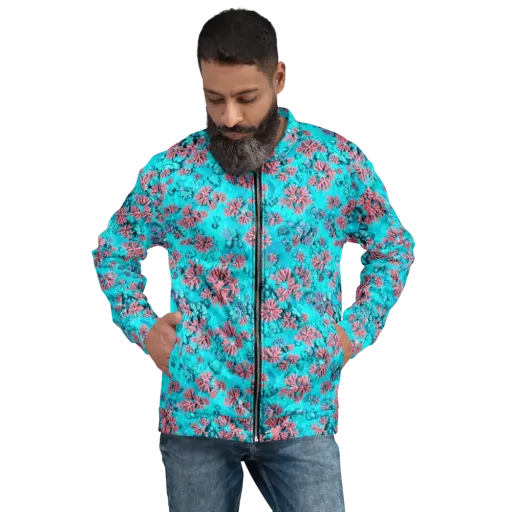 Aqua Bloom on a Bomber Jacket
