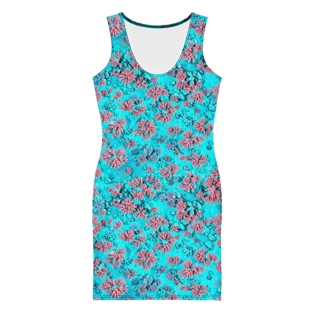 Aqua Bloom on Bodycon Dress — Front