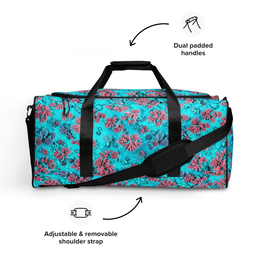 Aqua Bloom on Duffle Bag — Front