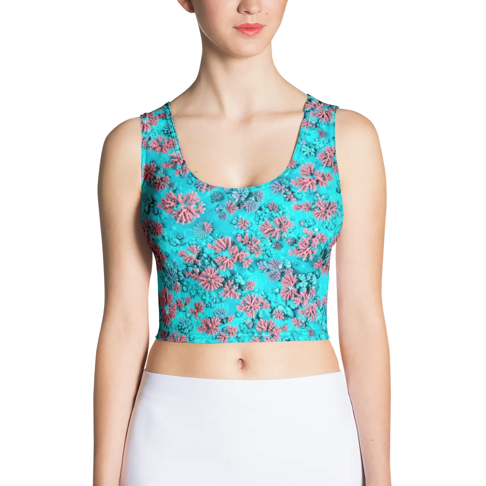 Aqua Bloom on Crop Top — Front