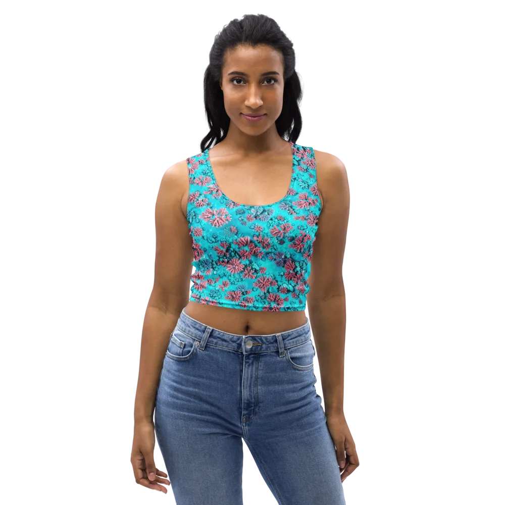 Aqua Bloom on Crop Top — Front