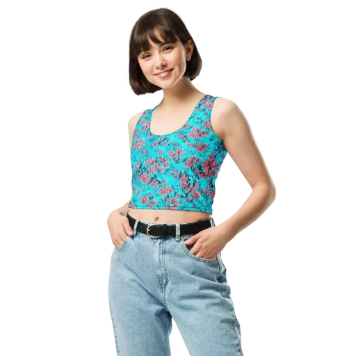 Aqua Bloom on a Crop Top