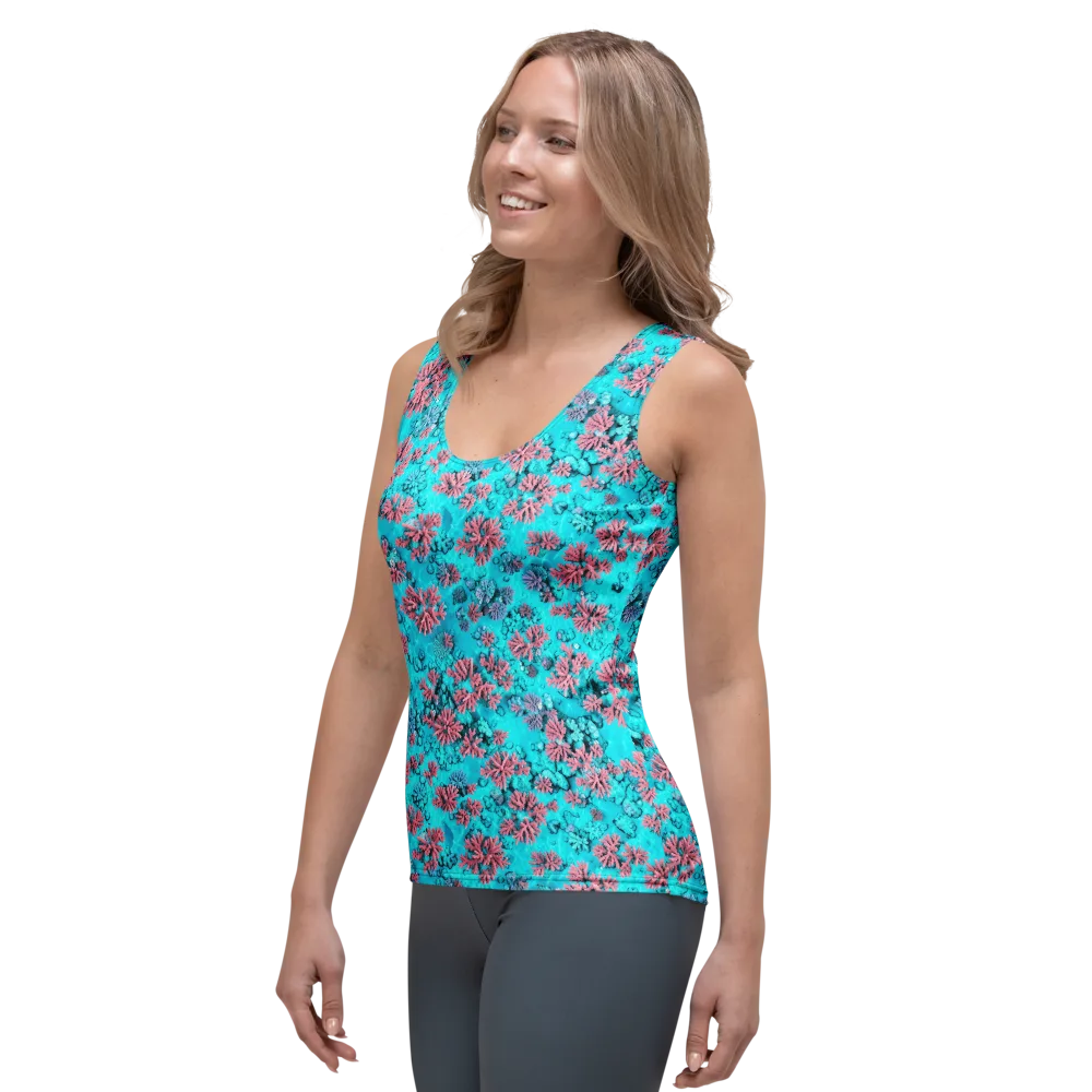 Aqua Bloom on Women's Tank Top — Left Front
