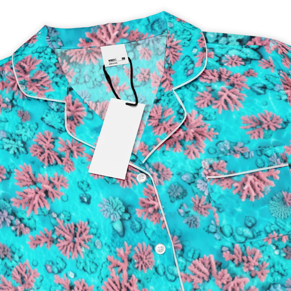 Aqua Bloom on Women's Short Sleeve Pajama Top — Product details