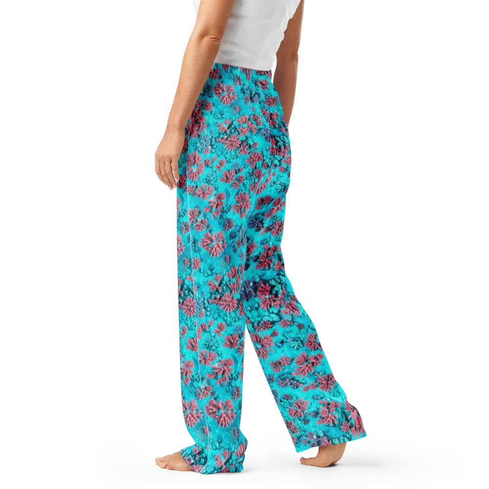 Aqua Bloom on Women's Pajama Pants — Left
