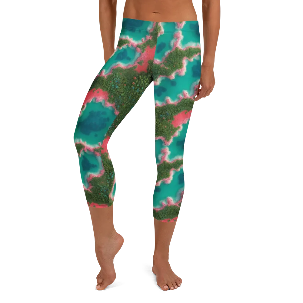 Verdant Lagoon on Capri Leggings — Front