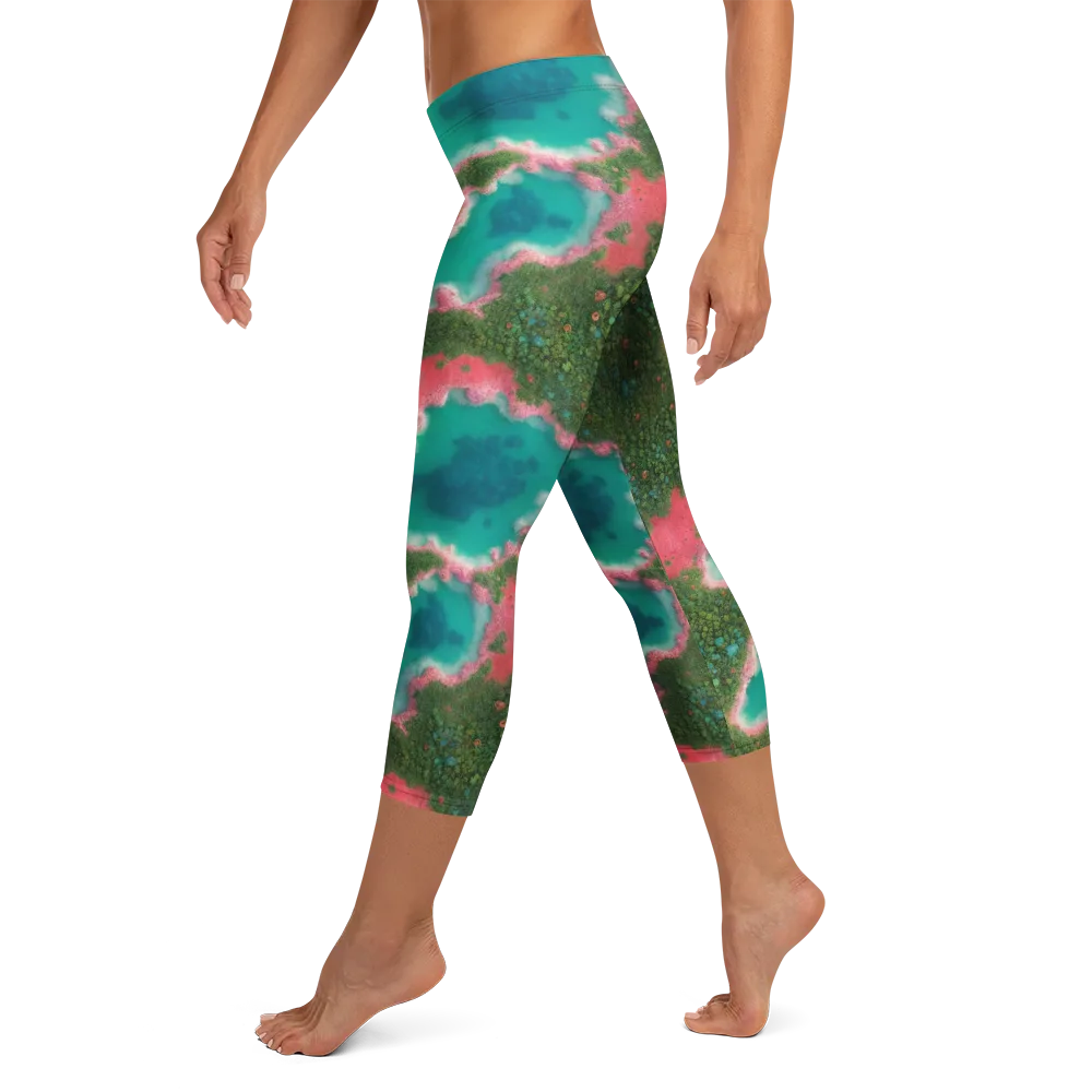 Verdant Lagoon on Capri Leggings — Left