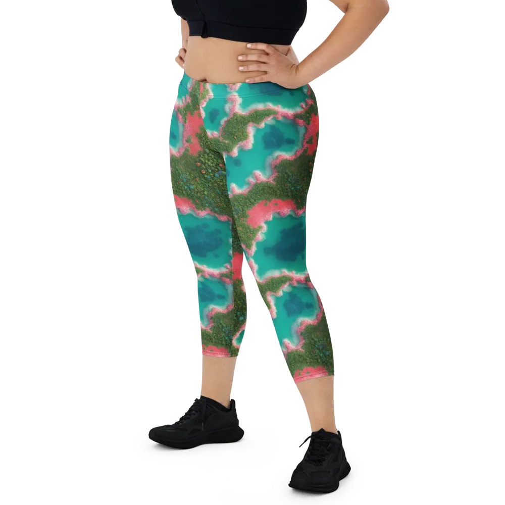 Verdant Lagoon on Capri Leggings — Front