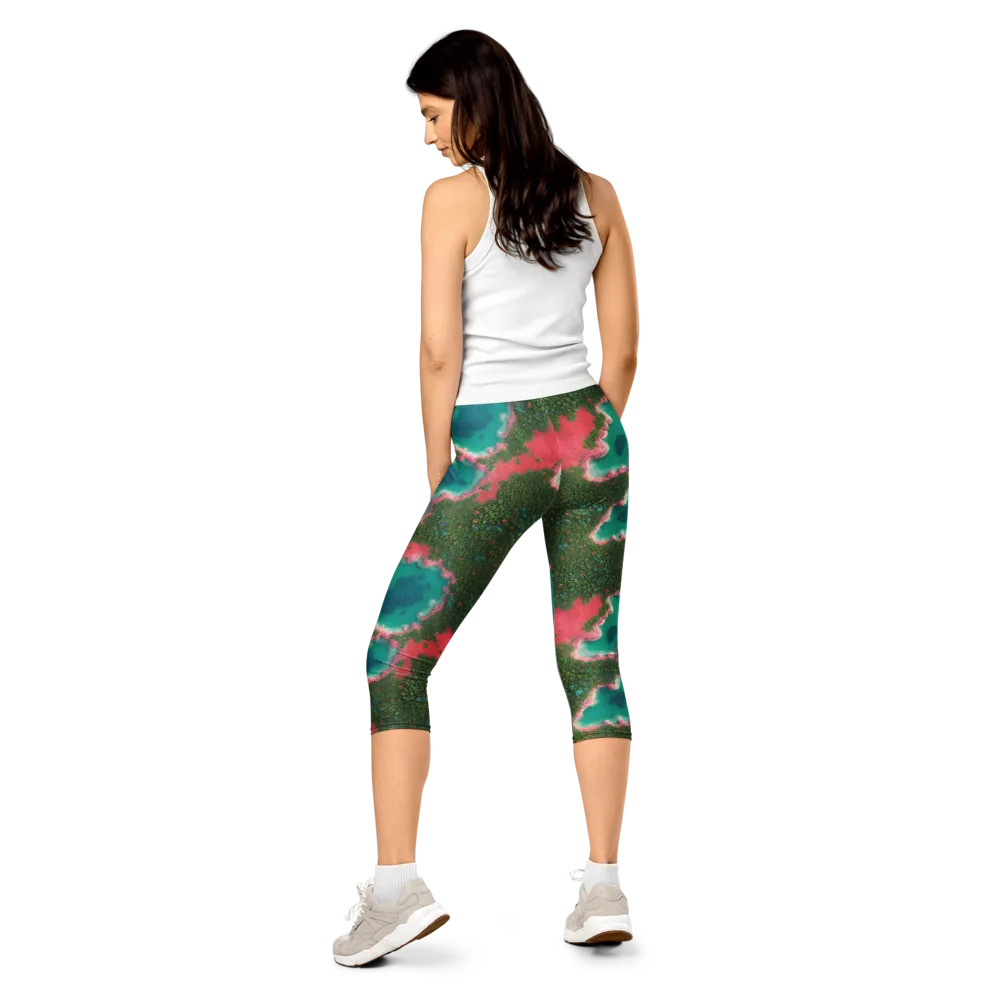 Verdant Lagoon on Capri Leggings — Back