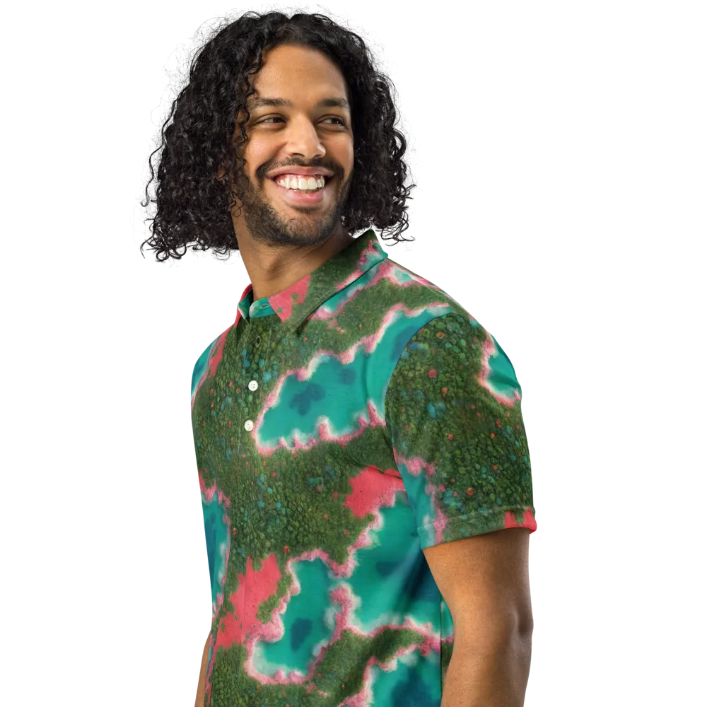 Verdant Lagoon on Men's Slim Fit Polo Shirt — Left Front