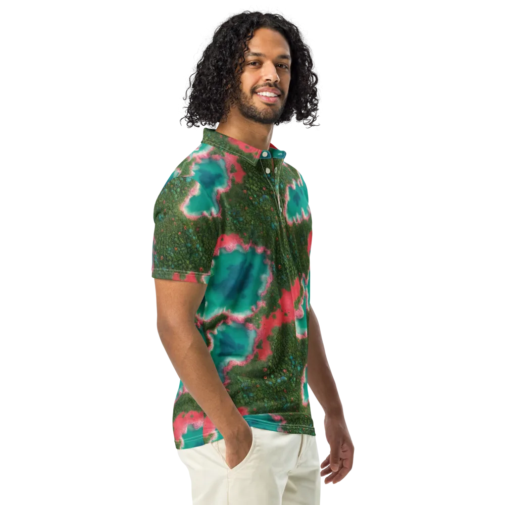 Verdant Lagoon on Men's Slim Fit Polo Shirt — Right Front