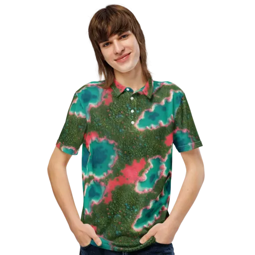 Verdant Lagoon on a Men's Slim Fit Polo Shirt