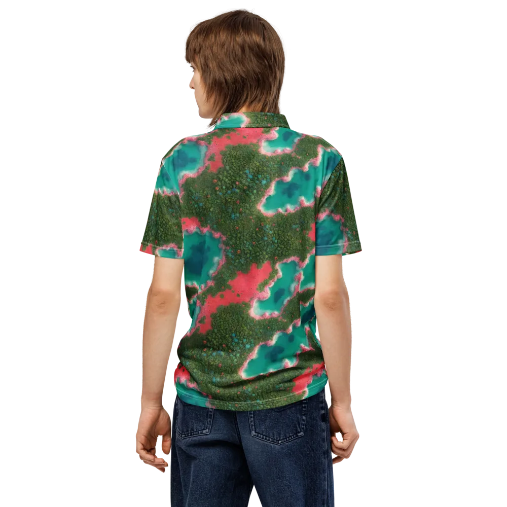 Verdant Lagoon on Men's Slim Fit Polo Shirt — Back