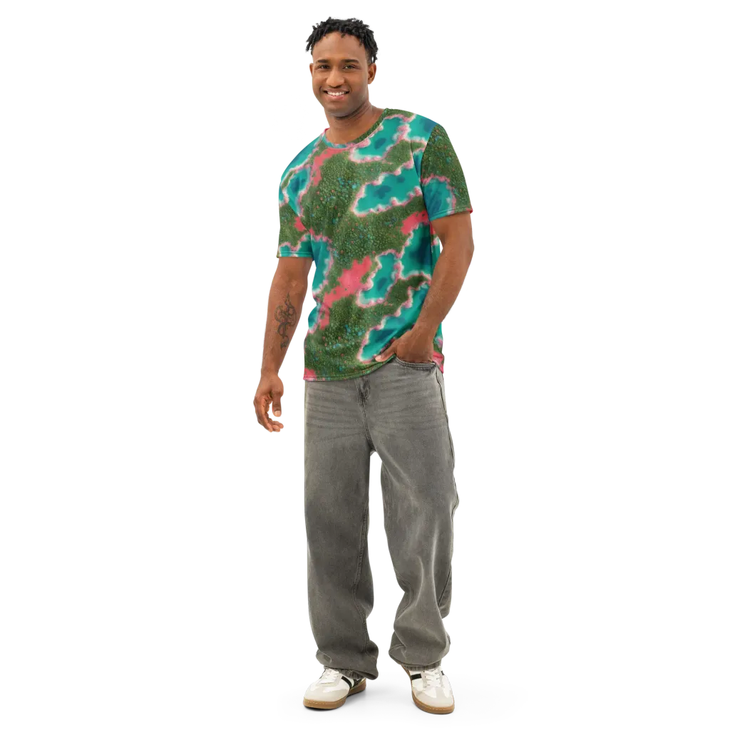 Verdant Lagoon on Men's Cotton Crew Neck T-Shirt — Front