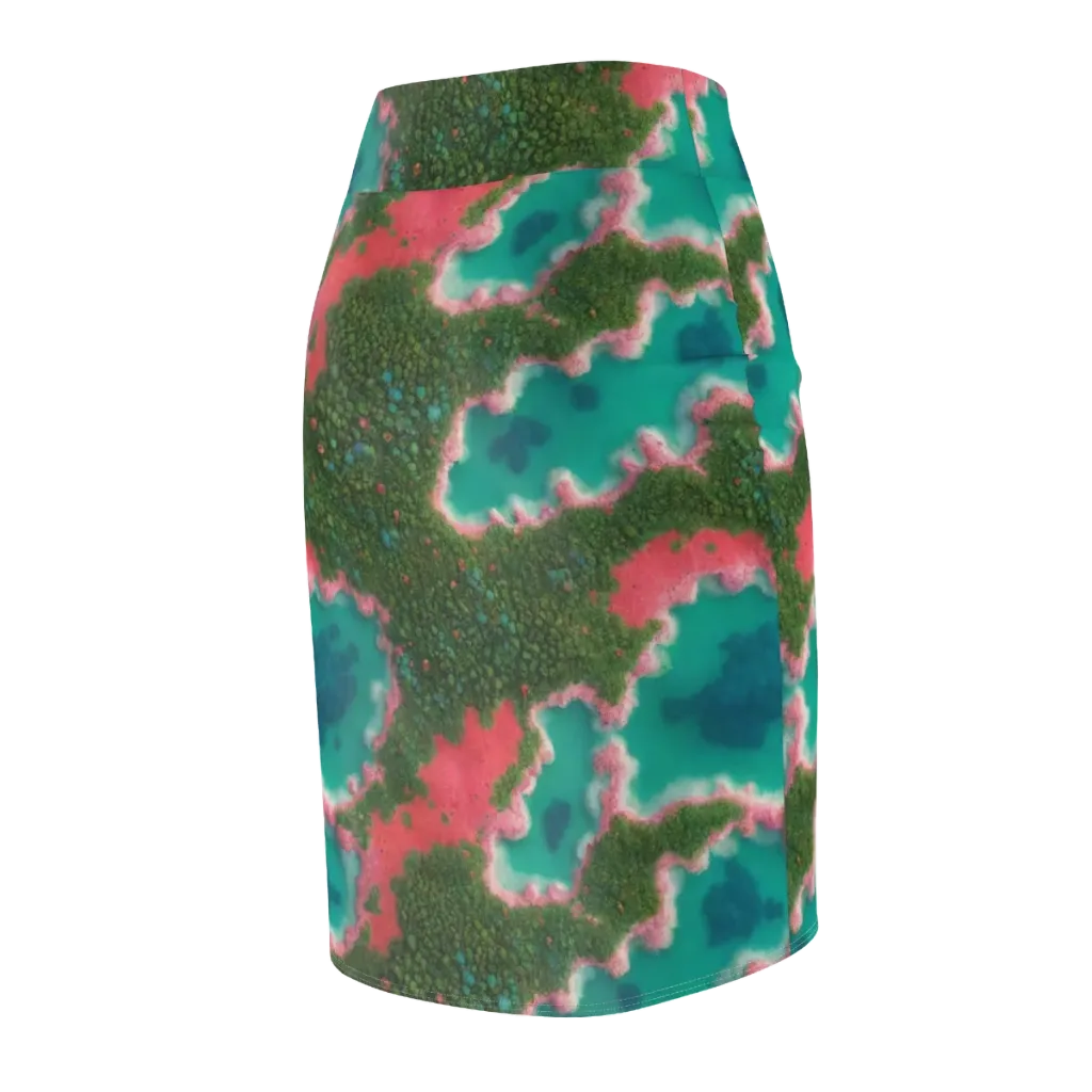 Verdant Lagoon on Pencil Skirt — Back Side