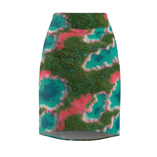 Verdant Lagoon on a Pencil Skirt