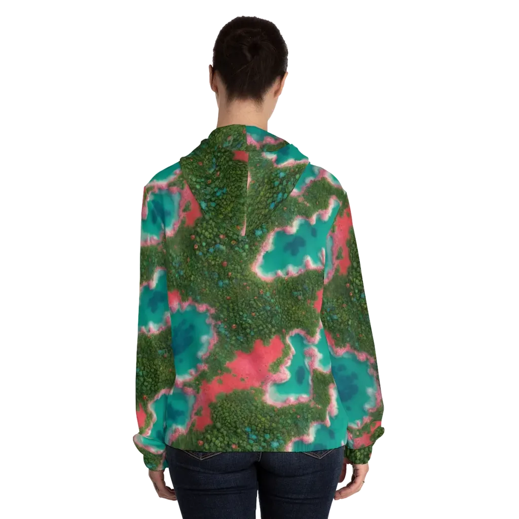 Verdant Lagoon on Women's Full-Zip Hoodie — Back On Person