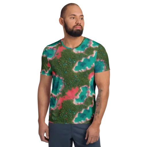 Verdant Lagoon on a Men's Athletic T-Shirt