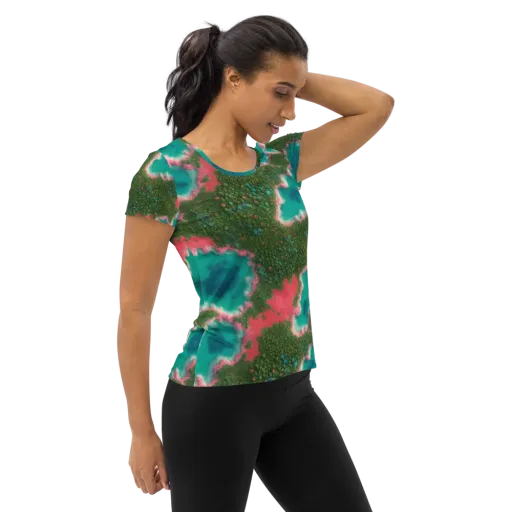 Verdant Lagoon on a Women's Athletic T-Shirt